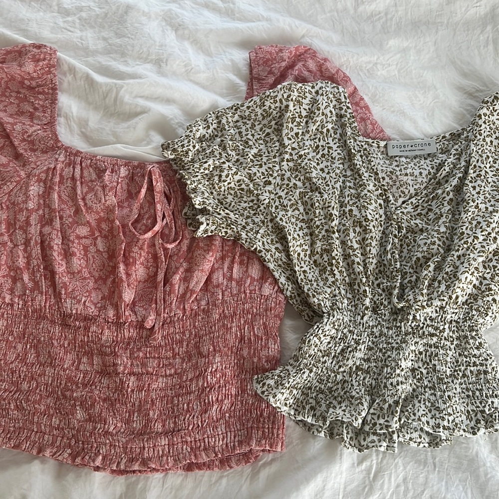 2 for 1 Paper Crane Ruffled Tops